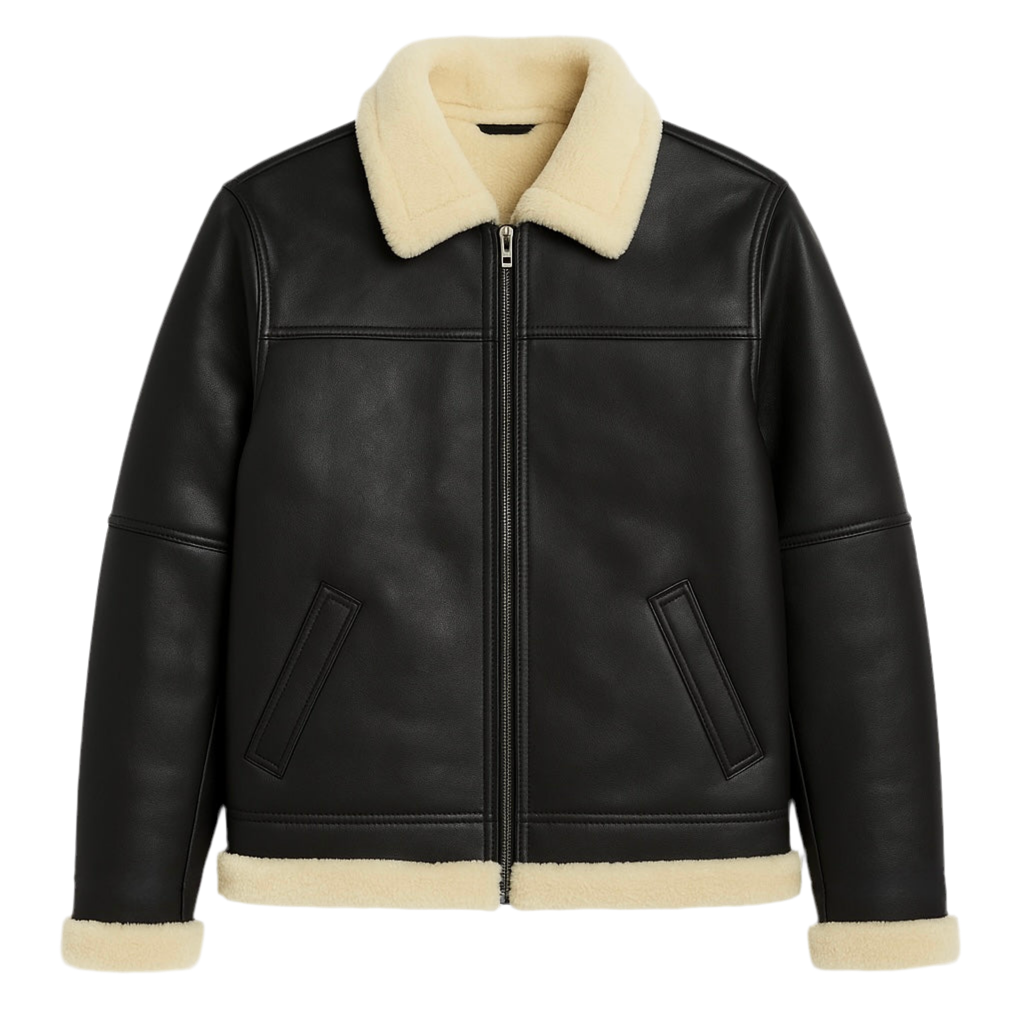Heritage Bros. Classic Shearling-Lined Leather Jacket