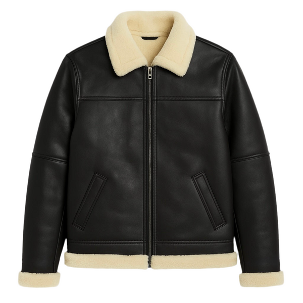 Heritage Bros. Classic Shearling-Lined Leather Jacket
