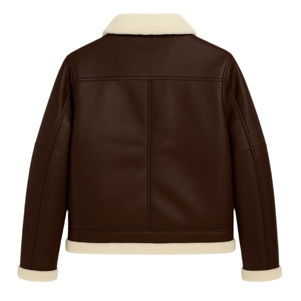 Heritage Bros Chocolate Brown Shearling Leather Jacket
