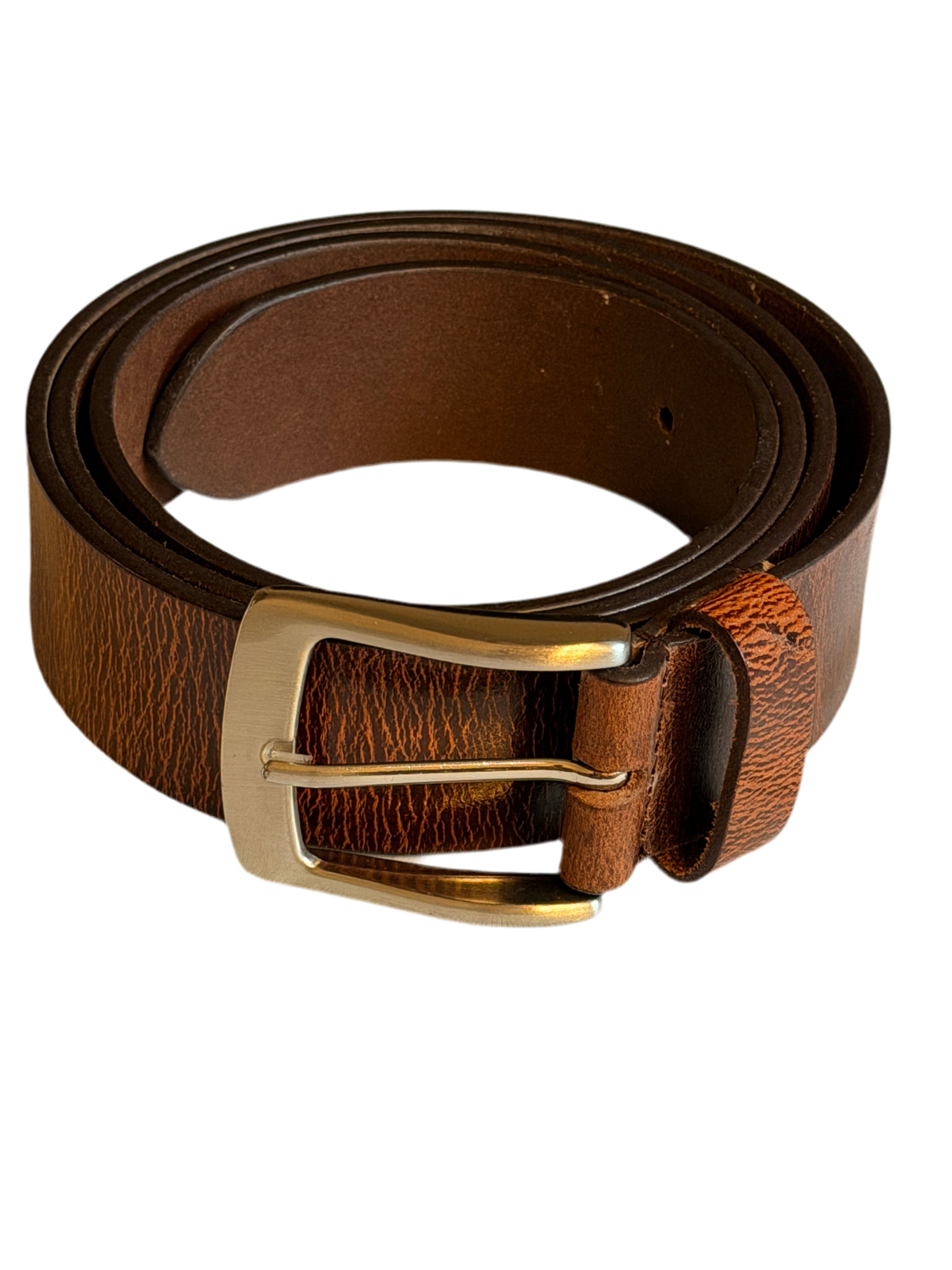 Classic Leather Belt – Brown with Polished Metal Buckle