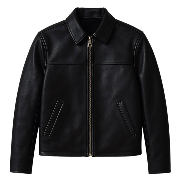 Heritage Bros Classic Black Leather Jacket