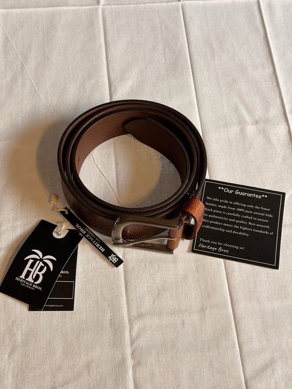 Classic Leather Belt – Brown with Polished Metal Buckle